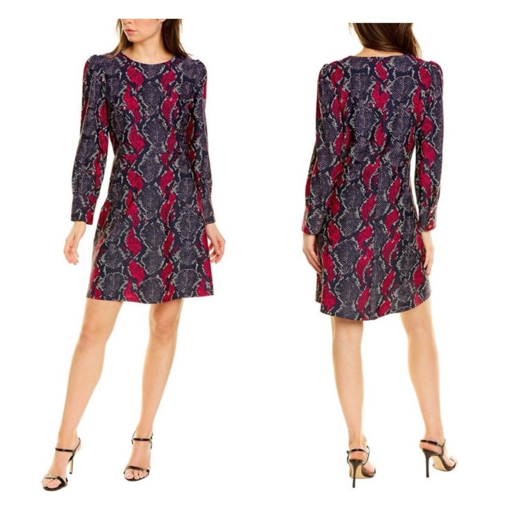 NWT Jude Connally Justine Snakeskin Puff Shoulder Mini Dress Medium.   1